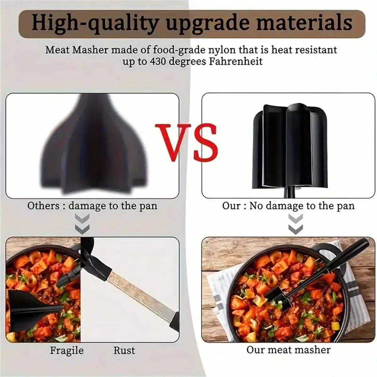 HeatResistant Meat Chopper And Ground Beef Smasher 6