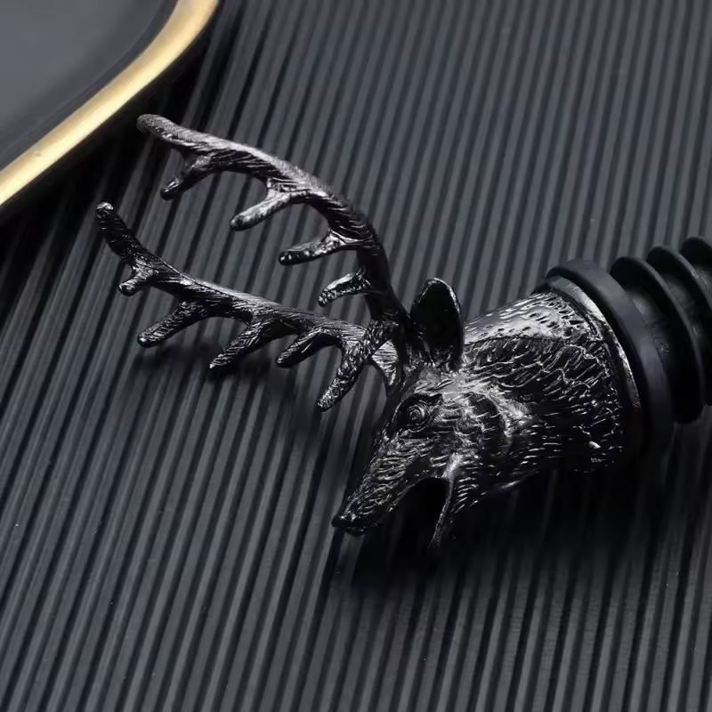 Elegant Deer Head Stainless Steel Wine  Champagne Bottle Stopper  Vacuum Seal Bar Accessory 5