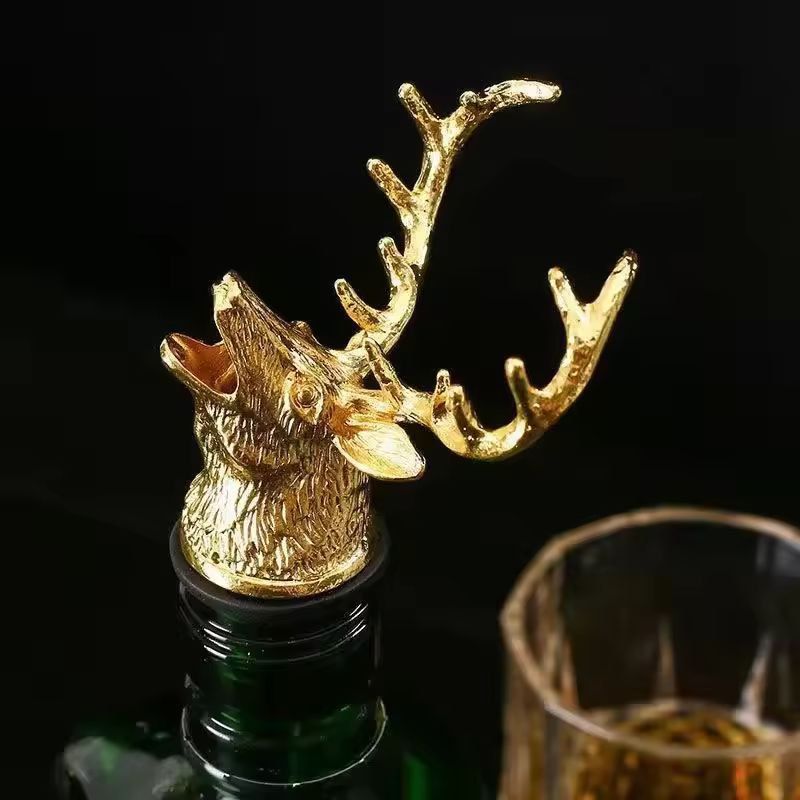 Elegant Deer Head Stainless Steel Wine  Champagne Bottle Stopper  Vacuum Seal Bar Accessory 6