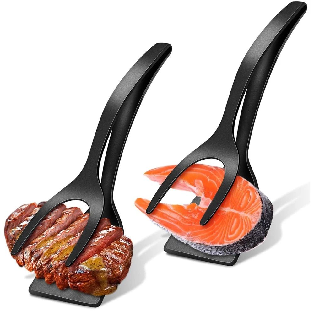 2 in 1 Grip Flip Spatula Clamp – Non-Stick Kitchen Turner for Eggs, Pancakes, Fish and More