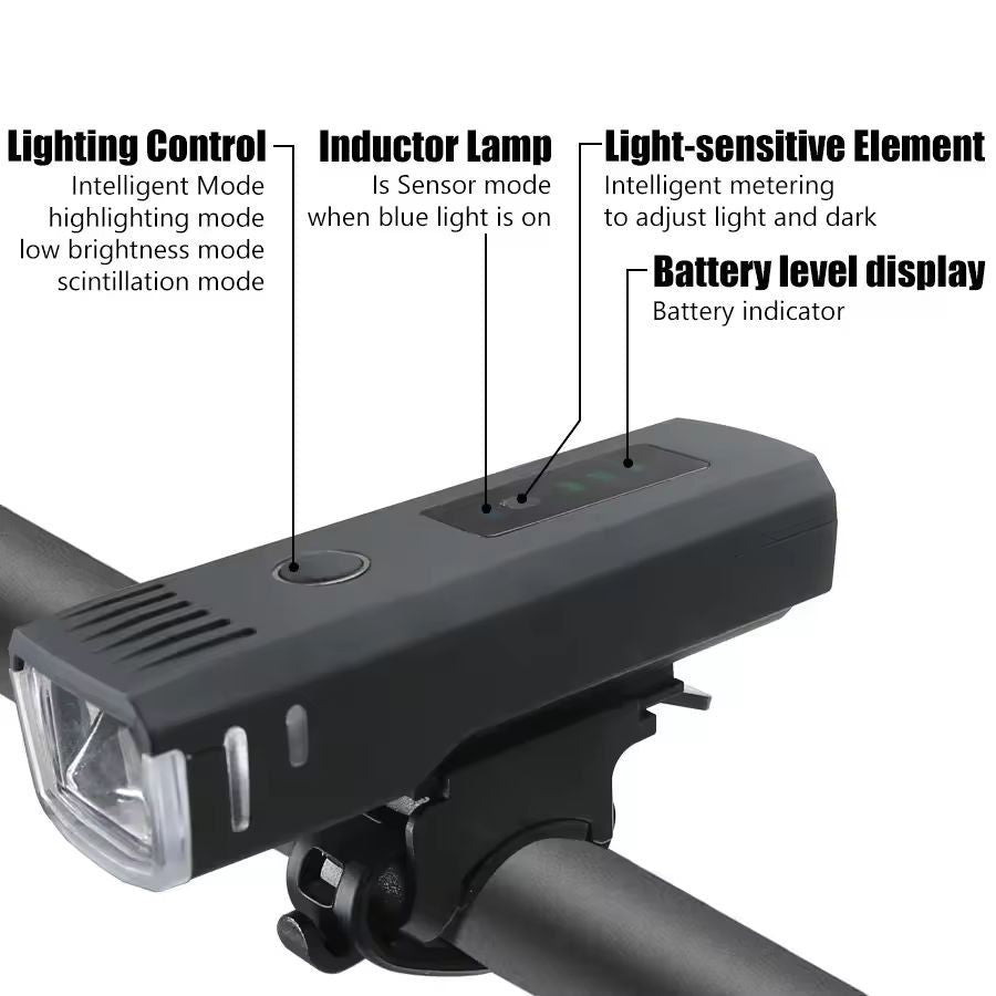 UltimateRide 1000 LM USB Rechargeable Bike Light Set Front  Smart Sensor Rear 12
