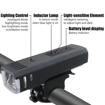 UltimateRide 1000 LM USB Rechargeable Bike Light Set Front  Smart Sensor Rear 12