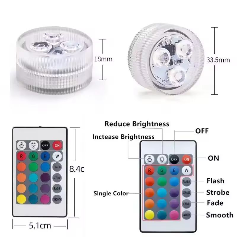 GlowWave 16Color Waterproof Underwater LED Lights With Remote  Battery 7