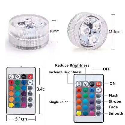 GlowWave 16Color Waterproof Underwater LED Lights With Remote  Battery 7