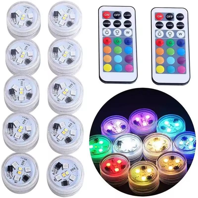 GlowWave 16Color Waterproof Underwater LED Lights With Remote  Battery 10