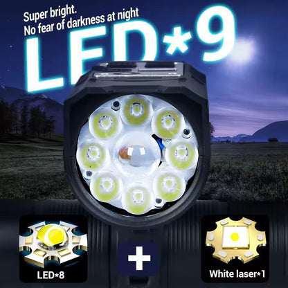 Ultimate Ride 9LED USBC Rechargeable Bike Headlight 9