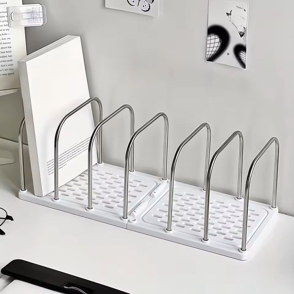 PP Material Desktop Bookshelf Organizer  NonSlip Base Modern Office Desk Storage Shelf 1