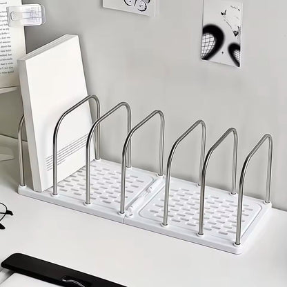 PP Material Desktop Bookshelf Organizer  NonSlip Base Modern Office Desk Storage Shelf 1