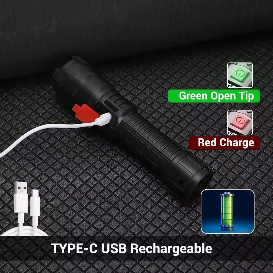 Ultimate Pro 2000 Lumen Tactical USB Rechargeable Flashlight  Powerful Zoom  Emergency Lantern 6