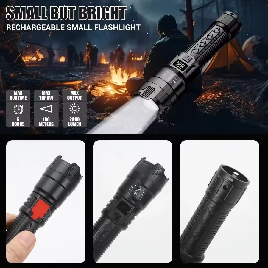Ultimate Pro 2000 Lumen Tactical USB Rechargeable Flashlight  Powerful Zoom  Emergency Lantern 8