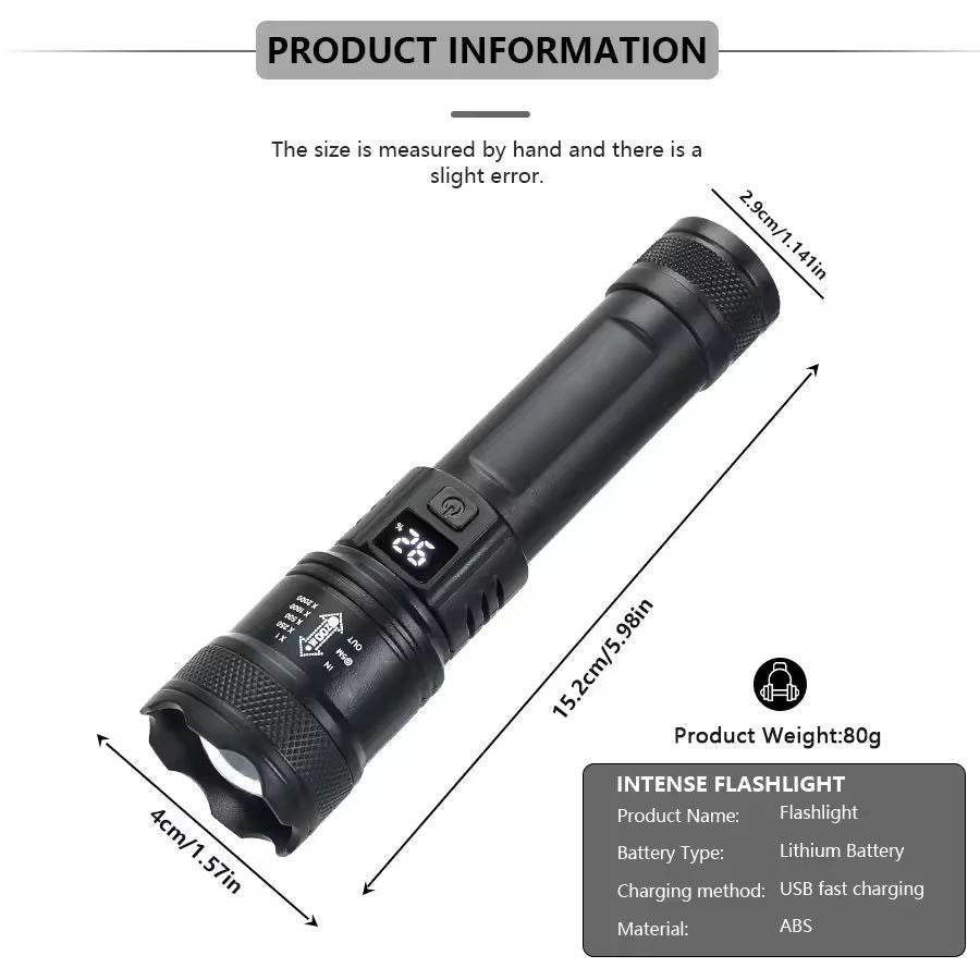 UltraBright 9900LM USB Rechargeable LED Flashlight  Telescopic Zoom Torch For Outdoor Camping 6