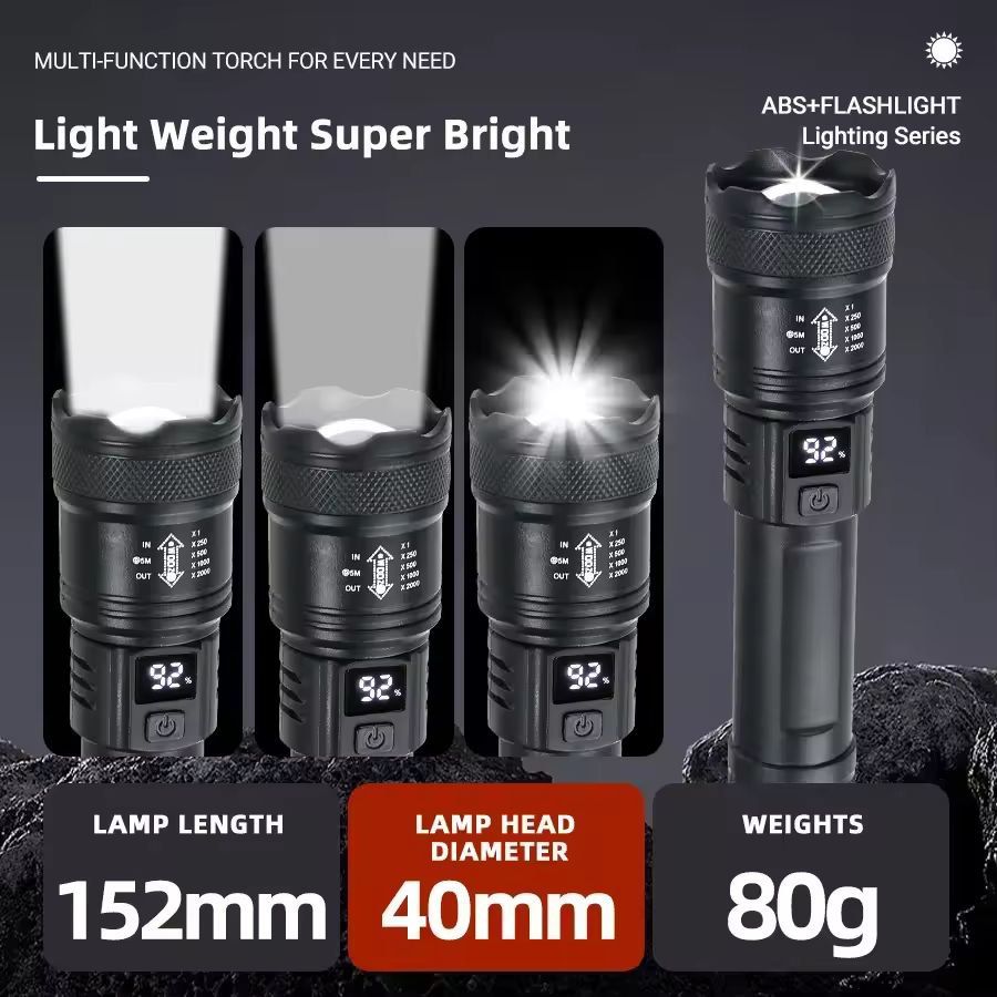 UltraBright 9900LM USB Rechargeable LED Flashlight  Telescopic Zoom Torch For Outdoor Camping 7