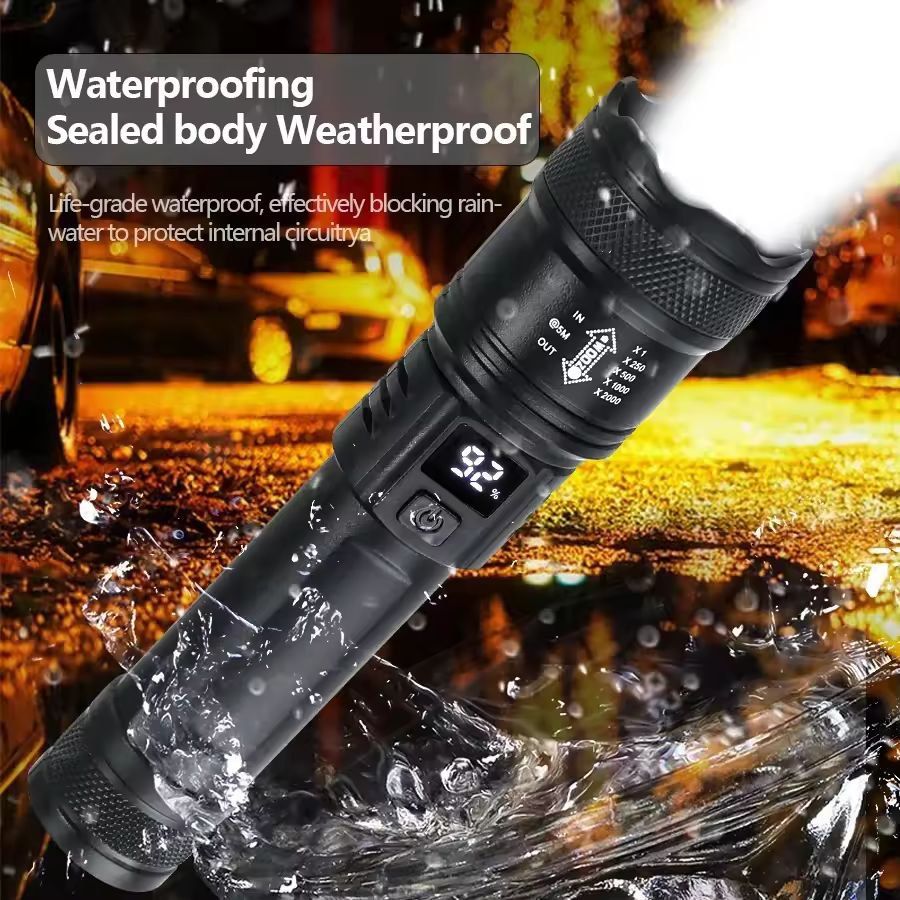 UltraBright 9900LM USB Rechargeable LED Flashlight – Telescopic Zoom Torch for Outdoor Camping