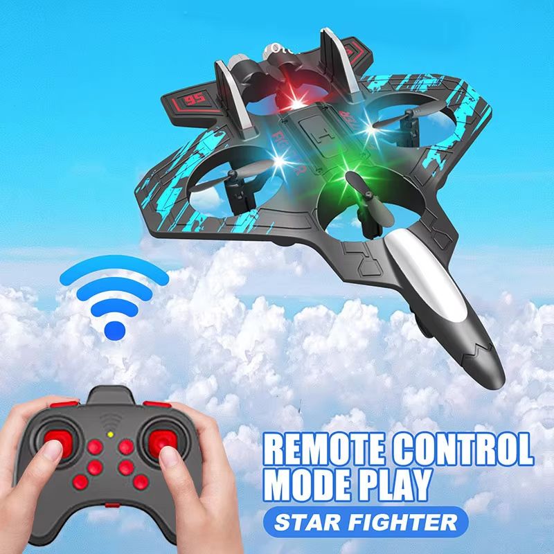 RC Fighter Jet Drone - Mini Remote Control Stunt Airplane with Lights for Kids & Adults
