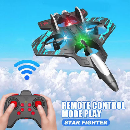 RC Fighter Jet Drone - Mini Remote Control Stunt Airplane with Lights for Kids & Adults