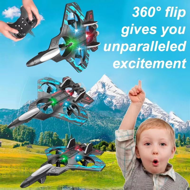 RC Fighter Jet Drone  Mini Remote Control Stunt Airplane With Lights For Kids  Adults 1