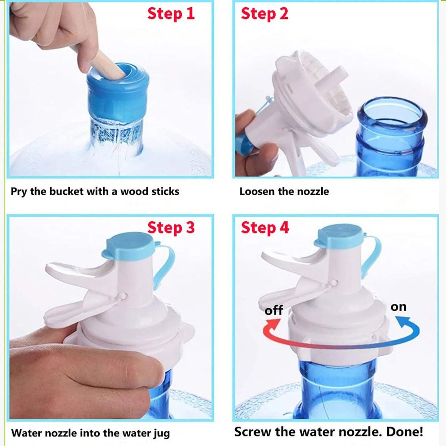 Reusable Plastic Spigot Faucet Water Dispenser Spout Bottle Cap For Office School Use 2