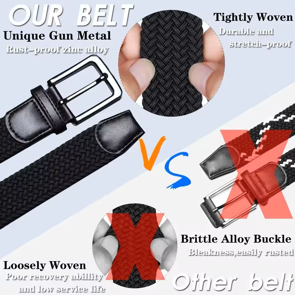 Mens Elastic Braided Stretch Belt Woven Comfortable Belt For Golf Casual Wear And Jeans 14