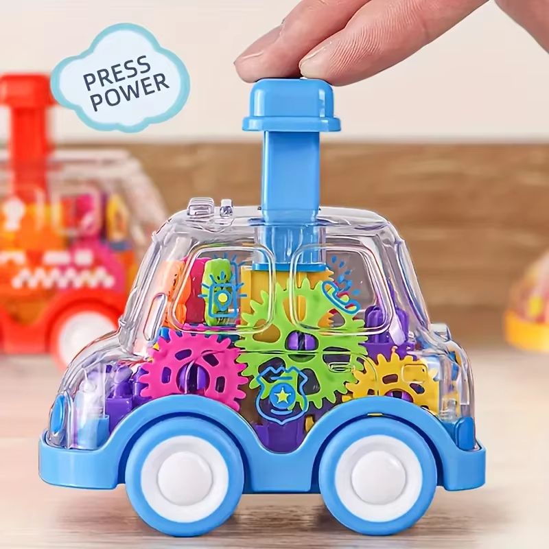 Transparent Pull Back Gear Car  Inertial Slide Cartoon Toy For Kids 1