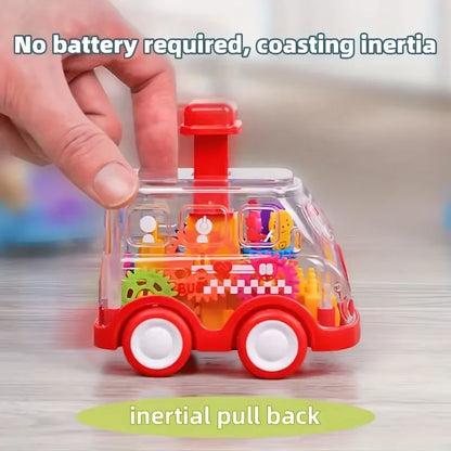 Transparent Pull Back Gear Car  Inertial Slide Cartoon Toy For Kids 2