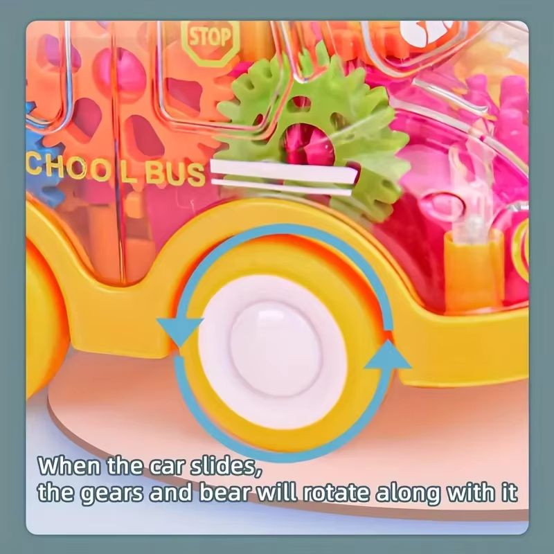 Transparent Pull Back Gear Car  Inertial Slide Cartoon Toy For Kids 3