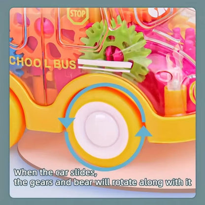 Transparent Pull Back Gear Car  Inertial Slide Cartoon Toy For Kids 3