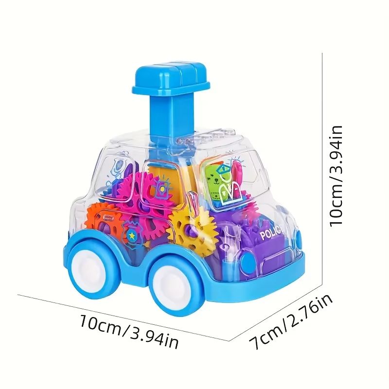 Transparent Pull Back Gear Car  Inertial Slide Cartoon Toy For Kids 5