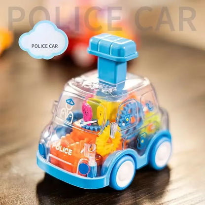 Transparent Pull Back Gear Car  Inertial Slide Cartoon Toy For Kids 6