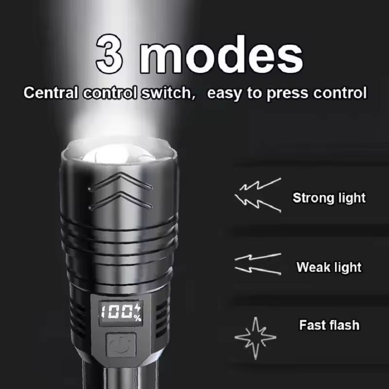 UltraBeam Pro 1000000 LM High Power LED Flashlight  USB Rechargeable For Camping Emergency  Outdoor 6