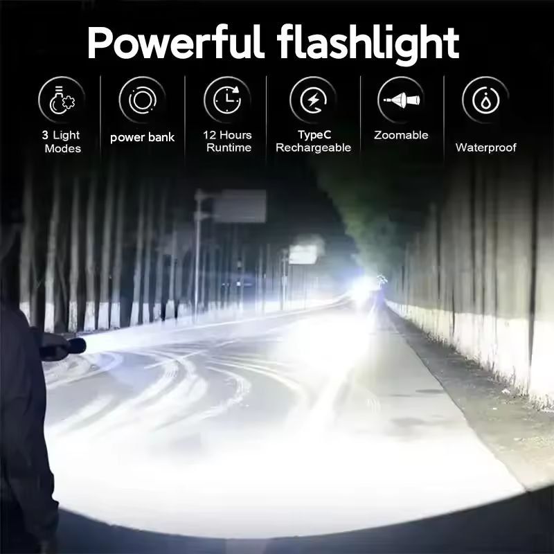 UltraBeam Pro 1000000 LM High Power LED Flashlight  USB Rechargeable For Camping Emergency  Outdoor 8
