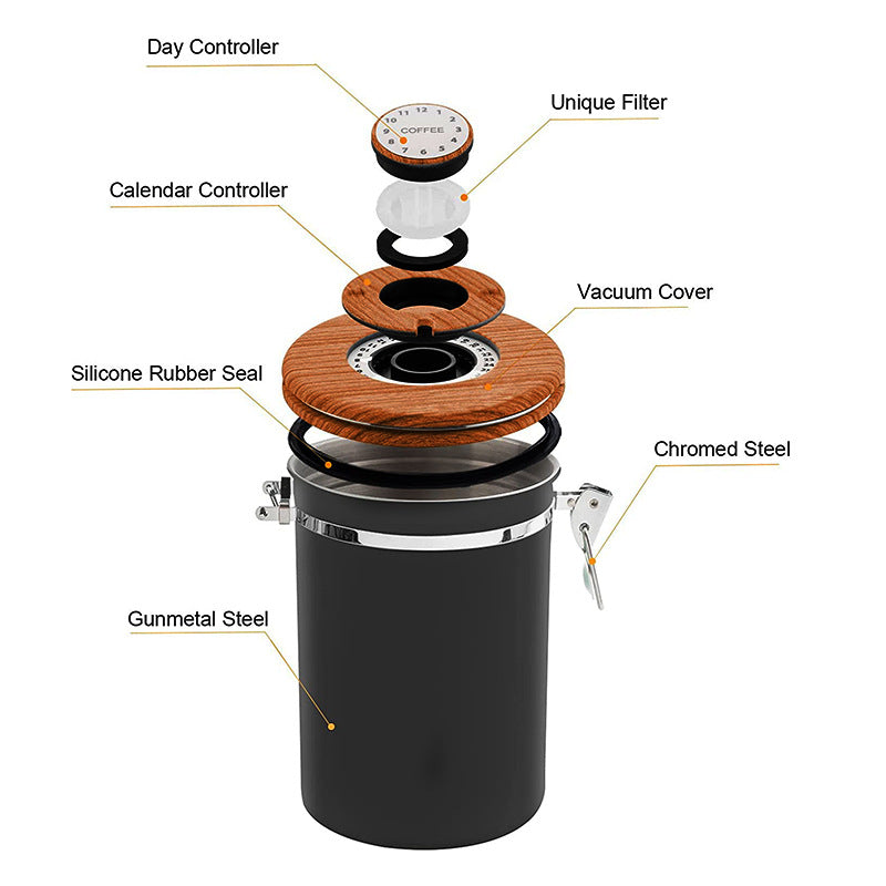 Coffee Bean Storage Tea, Stainless Steel Airtight Tank, Kitchen Items Moisture Proof Cans, Grain Storage Box
