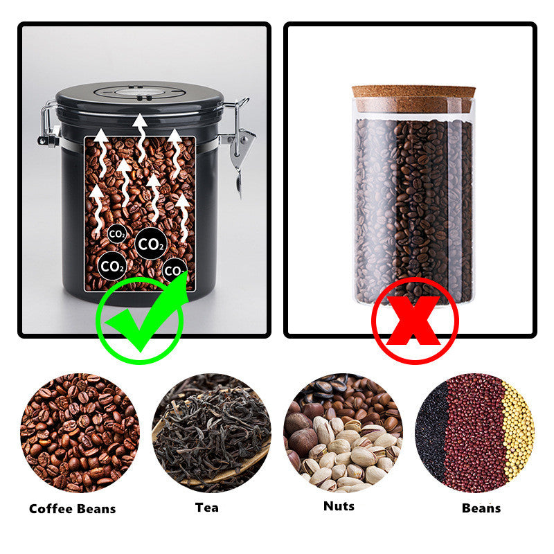 Coffee Bean Storage Tea, Stainless Steel Airtight Tank, Kitchen Items Moisture Proof Cans, Grain Storage Box