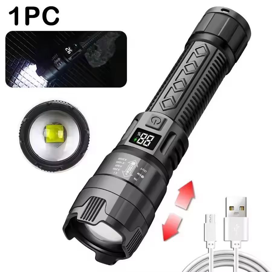 UltraBeam 2000M Rechargeable Tactical Flashlight  100000 LM Super Bright Zoom Torch 1