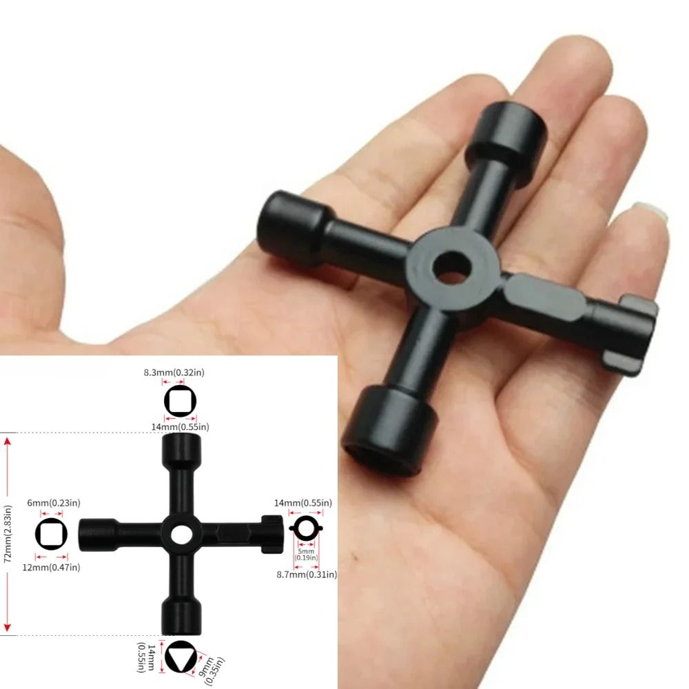 Universal 4-in-1 Cross Key Wrench for Plumbing Electrical and Valve Access