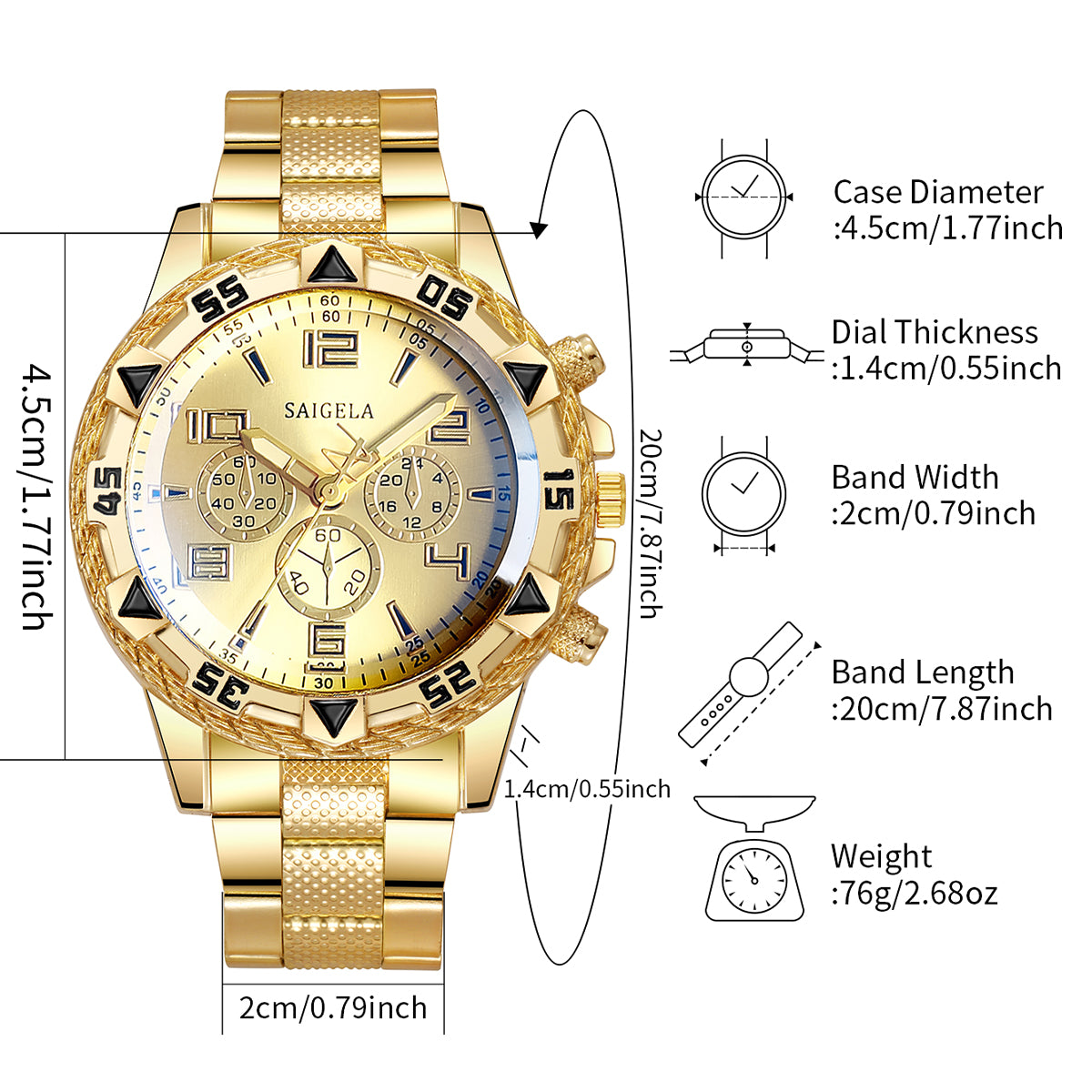 Fashion Steel Band Men Watches Arabic Dial Man Business Watches Jewellery Set Premium Gift 1