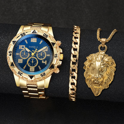 Fashion Steel Band Men Watches, Arabic Dial Man Business Watches, Jewellery Set Premium Gift