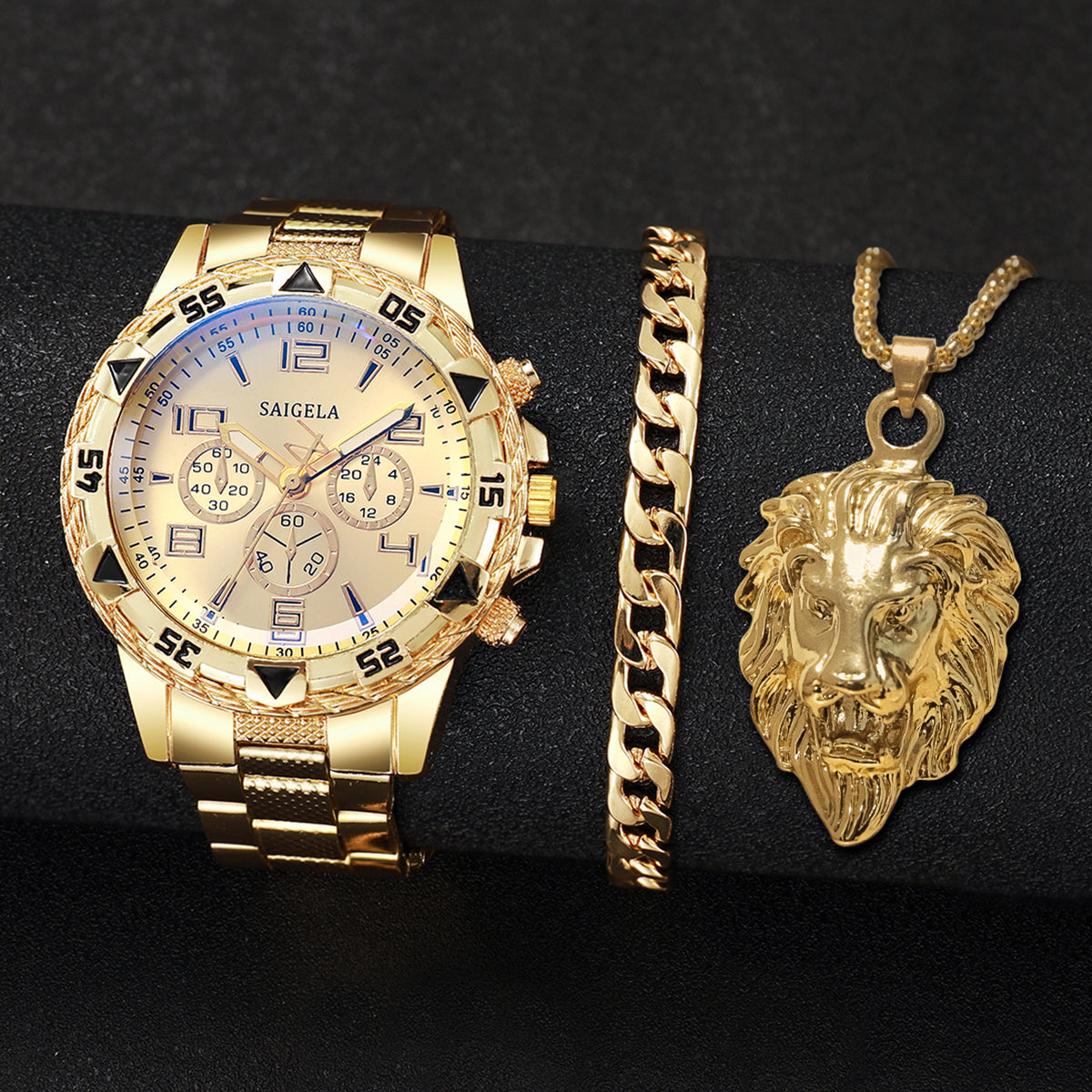 Fashion Steel Band Men Watches Arabic Dial Man Business Watches Jewellery Set Premium Gift 3
