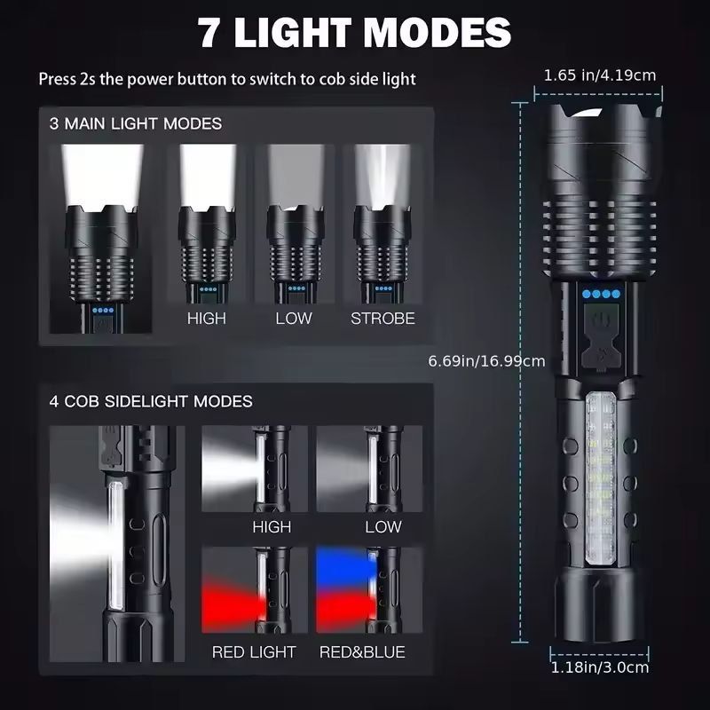 UltraBeam 2000M Rechargeable Tactical Flashlight – 100,000 LM Super Bright Zoom Torch