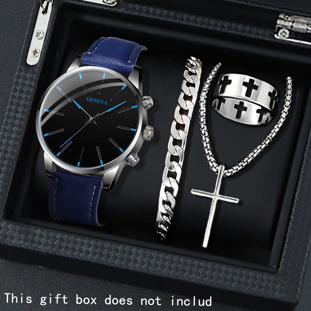 Casual Men Watches PU Leather Strap Quartz Watch Men Watch Set The Most Ideal Gift For Men 3