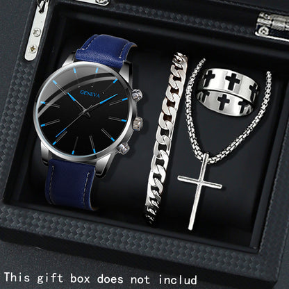 Casual Men Watches PU Leather Strap Quartz Watch Men Watch Set The Most Ideal Gift For Men 3