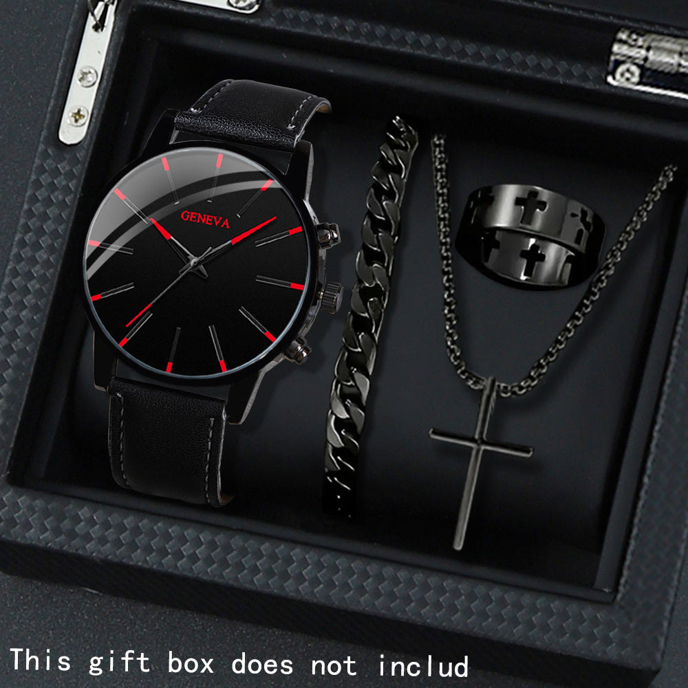 Casual Men Watches PU Leather Strap Quartz Watch Men Watch Set The Most Ideal Gift For Men 5