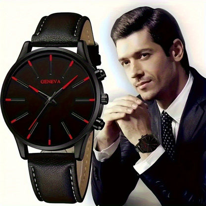 Casual Men Watches PU Leather Strap Quartz Watch Men Watch Set The Most Ideal Gift For Men 2