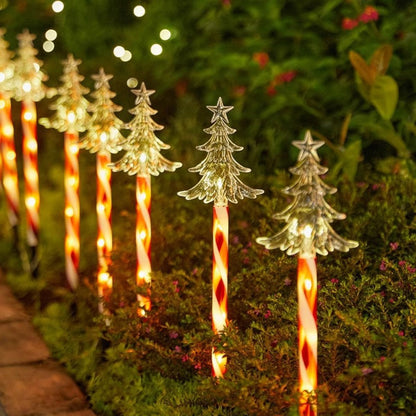 Red Tube LED Solar Pentagram , Outdoor Waterproof Lawn Light, Snowflake Christmas Tree Bell Courtyard Decoration
