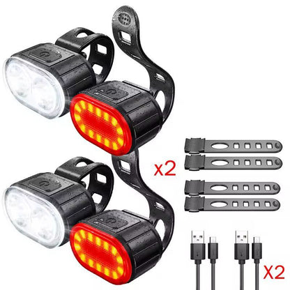 AllRound CycleGuard USBC Rechargeable Front  Rear Bike Light Set 2
