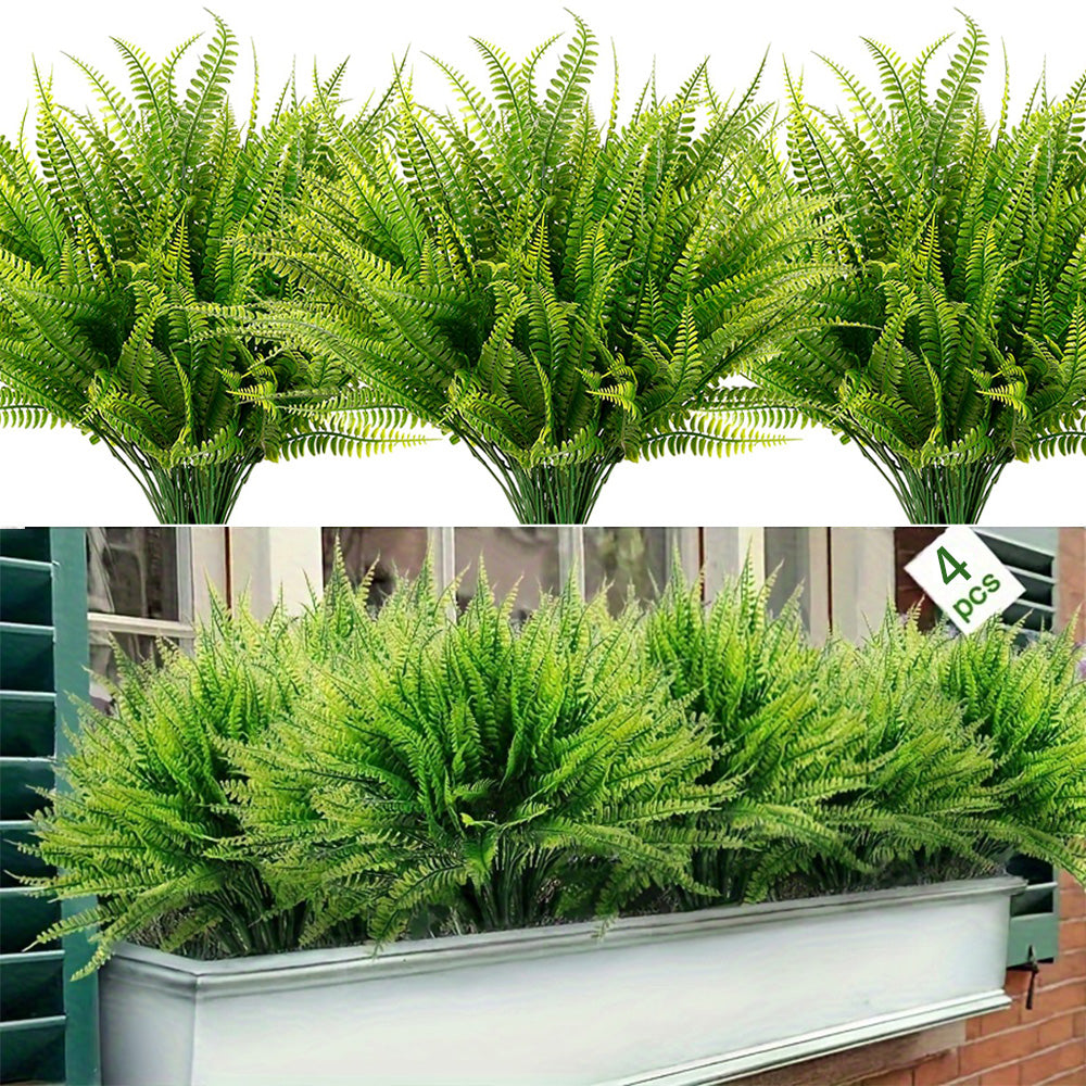 Bundles Artificial Plants Fake Boston Ferns Bushes Faux Shrubs Greenery For Home Garden Outdoor UV  12