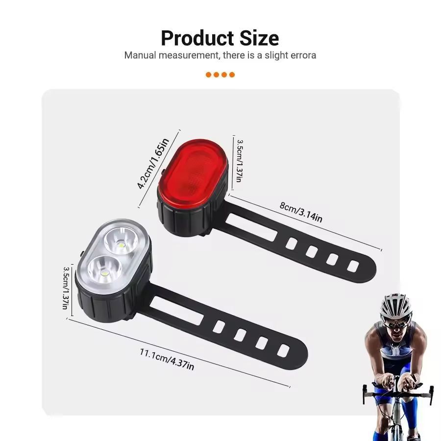 AllRound CycleGuard USBC Rechargeable Front  Rear Bike Light Set 3