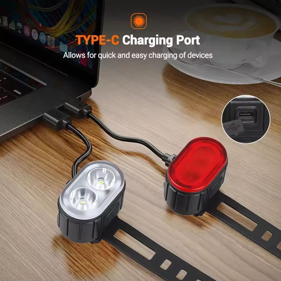 AllRound CycleGuard USBC Rechargeable Front  Rear Bike Light Set 6