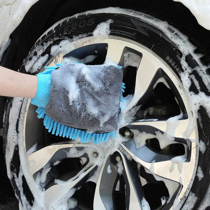Waterproof Mitt Soft Mesh Back, Microfiber Car Wash Gloves Chenille, Wax Detailing Brush Double Faced Glove Mitt Car
