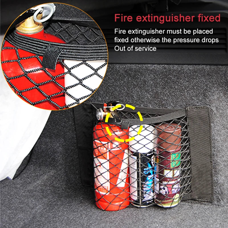 Universal Storage Bag Pocket Cage Auto Organizer Seat Back Bag, Car Back Rear Mesh Trunk Seat Elastic String Net Magic