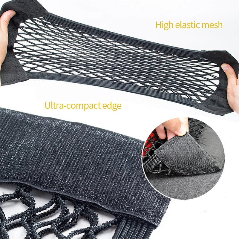 Universal Storage Bag Pocket Cage Auto Organizer Seat Back Bag, Car Back Rear Mesh Trunk Seat Elastic String Net Magic